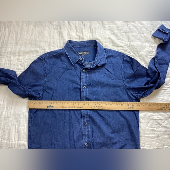 Men’s Slate & Stone Denim Chambray Button Up Shirt Medium - Picture 4 of 6